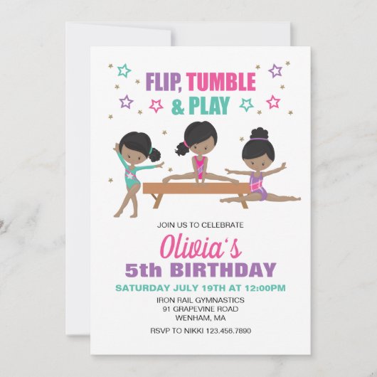 Gymnastiek Tumble & Play Birthday Kaart (Voorkant)