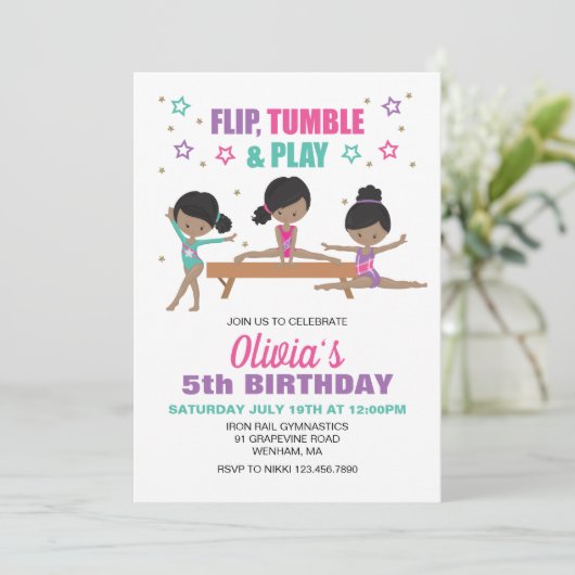 Gymnastiek Tumble & Play Birthday Kaart (Staand voorkant)