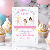 Gymnastiek Tumble Roze Verjaardag Uitnodiging