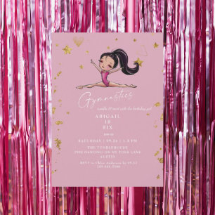 Gymnastiek Tumble & Twirl Roze Verjaardagsfeest Kaart