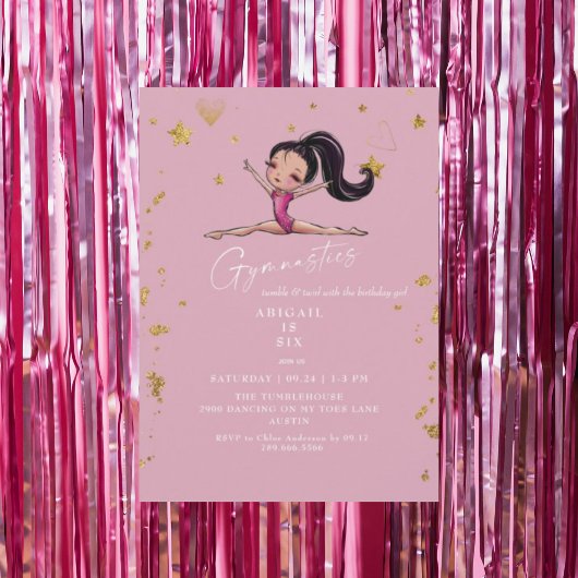 Gymnastiek Tumble & Twirl Roze Verjaardagsfeest Kaart