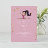 Gymnastiek Tumble & Twirl Roze Verjaardagsfeest Kaart (Staand voorkant)