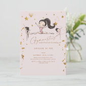 Gymnastiek Tumble Twirl Verjaardagsfeestje Zwart H Kaart (Staand voorkant)