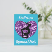 Gymnastiek Turquoise en Paarse Gepersonaliseerd Briefkaart (Staand voorkant)