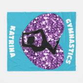 Gymnastiek Turquoise en Paarse Gepersonaliseerd Fleece Deken (Voorkant (Horizontaal))