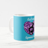 Gymnastiek Turquoise en Paarse Gepersonaliseerd Koffiemok (Voorkant links)