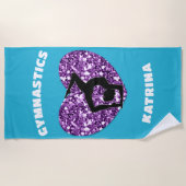 Gymnastiek Turquoise en Paarse Gepersonaliseerd Strandlaken (Voorkant)