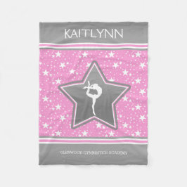 Gymnastiek tussen de sterren in roze met JOUW NAAM Fleece Deken