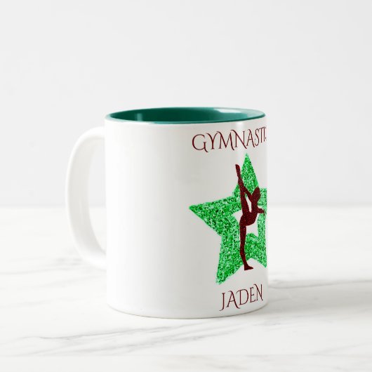 Gymnastiek twee gepersonaliseerde koffie-mok. tweekleurige koffiemok (Voorkant links)