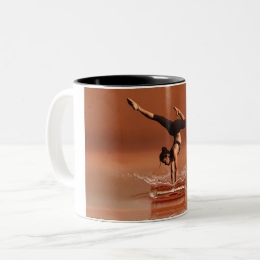 Gymnastiek twee tonde koffie-mok. tweekleurige koffiemok (Voorkant links)