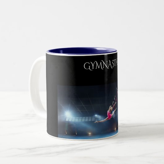 Gymnastiek twee tonde koffie-mok. tweekleurige koffiemok (Voorkant links)