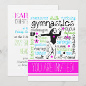 Gymnastiek Typografie Party Uitnodiging (Voorkant / Achterkant)