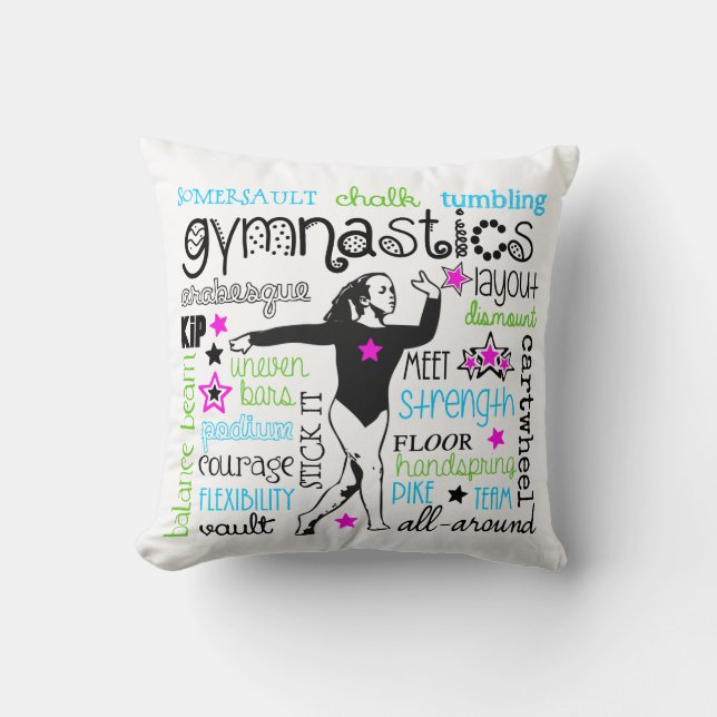 Gymnastiek Typografie Versie 2 Pillow Kussen (Voorkant)