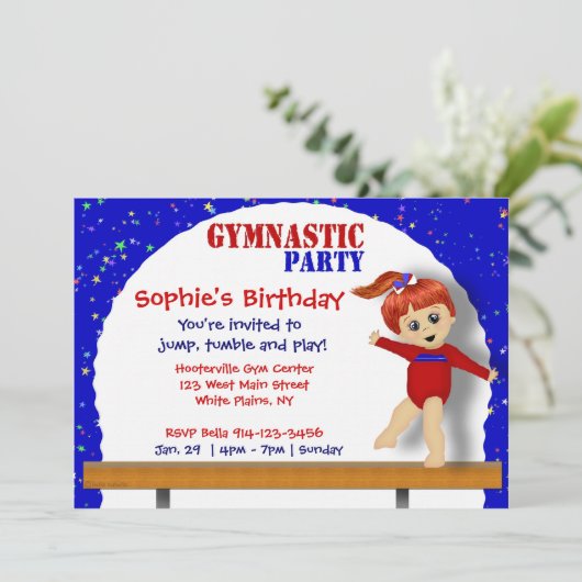 Gymnastiek Uitnodiging (Staand voorkant)