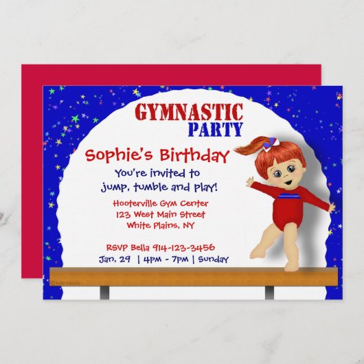 Gymnastiek Uitnodiging (Voorkant / Achterkant)