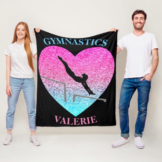 Gymnastiek Uneven Bars Fleece Blanket met naam (In situ)
