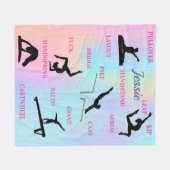 Gymnastiek Vaardigheden Fleece Deken w / Naam (Voorkant (Horizontaal))