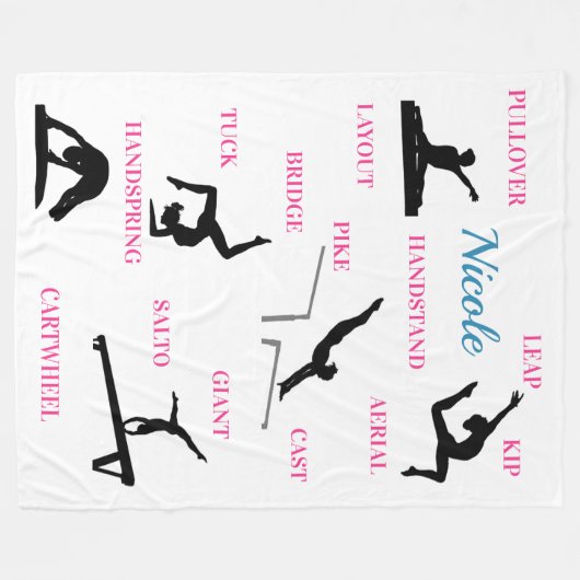 Gymnastiek vaardigheden Typografie Fleece Deken (Voorkant (Horizontaal))