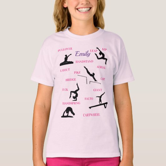 Gymnastiek Vaardigheden Typografie T-shirt (Voorkant)