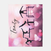 Gymnastiek Valentijn Roze Harten Gepersonaliseerd Fleece Deken (Voorkant)