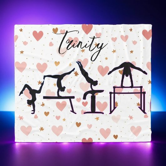 Gymnastiek Valentijn Roze Harten Gepersonaliseerd Fleece Deken