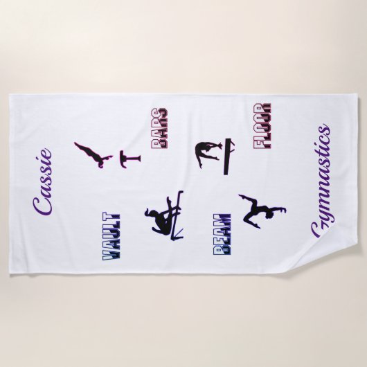 Gymnastiek Vault, Bars, Beam, Floor Beach Handdoek (Voorkant)