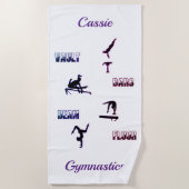 Gymnastiek Vault, Bars, Beam, Floor Beach Handdoek (Voorkant)