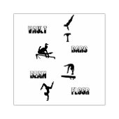 Gymnastiek Vault, Bars, Beam, Vloer Hout Art Stamp Rubberstempel (Afrduk)