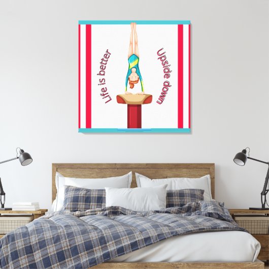 Gymnastiek Vault-leven is beter onderaan Canvas Afdruk (Insitu (Slaapkamer))