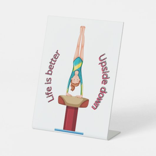 Gymnastiek Vault-leven is beter onderaan Reclamebord Met Voetstuk (Voorkant)