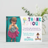 Gymnastiek Verjaardag Dank u kaart met foto (Staand voorkant)