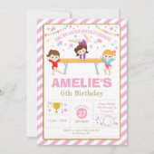 Gymnastiek Verjaardag Dans Party Meisje Roze en Go Kaart (Voorkant)