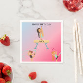 Gymnastiek verjaardag servetten gepersonaliseerd. (Insitu)