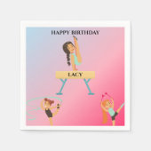 Gymnastiek verjaardag servetten gepersonaliseerd. (Voorkant)