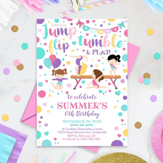 Gymnastiek Verjaardag Uitnodiging Gymnastiek Party