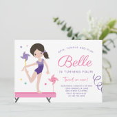 Gymnastiek Verjaardag Uitnodiging met Pinwheels (Staand voorkant)