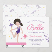 Gymnastiek Verjaardag Uitnodiging met Pinwheels (Voorkant / Achterkant)