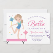 Gymnastiek Verjaardag Uitnodiging met Pinwheels (Voorkant)