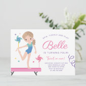 Gymnastiek Verjaardag Uitnodiging met Pinwheels (Staand voorkant)