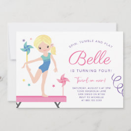 Gymnastiek Verjaardag Uitnodiging met Pinwheels