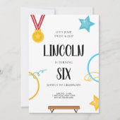 Gymnastiek Verjaardag Uitnodiging voor jongens (Voorkant)