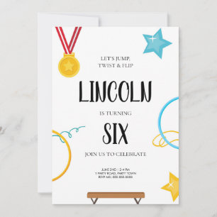 Gymnastiek Verjaardag Uitnodiging voor jongens