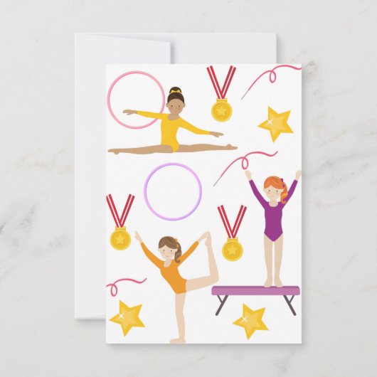 Gymnastiek Verjaardag uitnodiging voor kinderen (Achterkant)