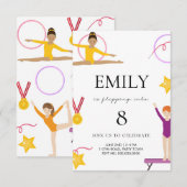 Gymnastiek Verjaardag uitnodiging voor kinderen (Voorkant / Achterkant)