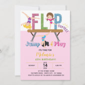 Gymnastiek Verjaardag Uitnodigingen - Girl Pink Gl (Voorkant)