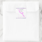 Gymnastiek Verjaardag Uneven Bars Waterverf Sticke Vierkante Sticker (Tas)