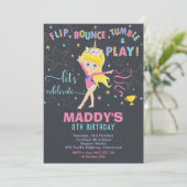 Gymnastiek Verjaardagsfeest Eenhoorn Blond Meisje Kaart (Staand voorkant)