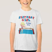 Gymnastiek Verjaardagsfeest Schattigee Blonde Gymn Tri-Blend Shirt (Voorkant)