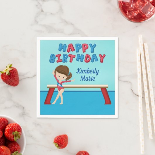 Gymnastiek Verjaardagsfeest Schattigee Custom Kind Servet (Insitu)