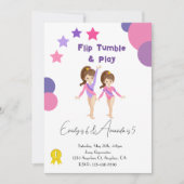 Gymnastiek Verjaardagsfeest Zusters Roze Gym Kaart (Voorkant)